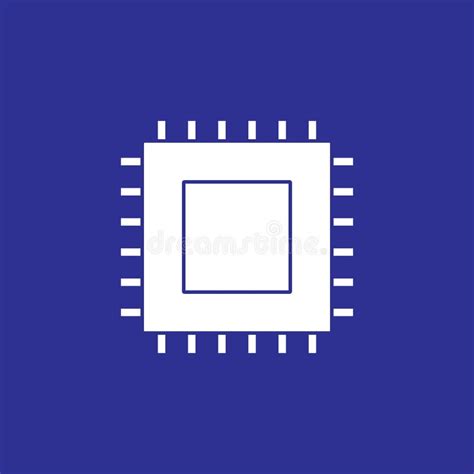 Microchip Cpu Processor Chip Flat Style Icon Vector Illustration Stock