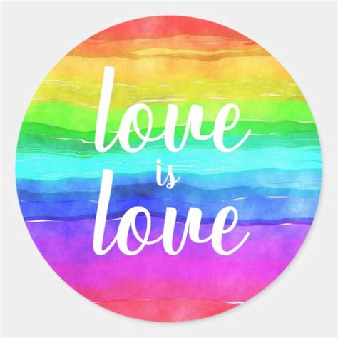 Love Is Love Gay Pride Rainbow Classic Round Sticker Au