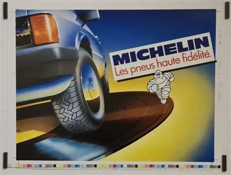 MICHELIN LES PNEUS haute fidélité Circa 1980 Affiche Originale