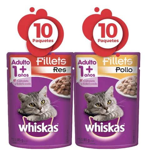 Whiskas Alimento Húmedo Gato Carne Y Pollo X 20 Sobres MercadoLibre