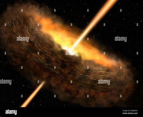 Core of Cygnus A galaxy, illustration. The core of the Cygnus A radio ...