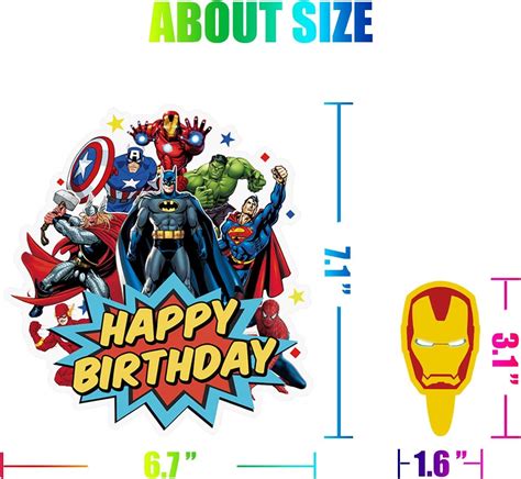 Superhero Birthday Cake Toppers Set 17 Pieces Party Decorations For