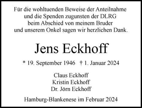 Traueranzeigen Von Jens Eckhoff HamburgerTRAUER De