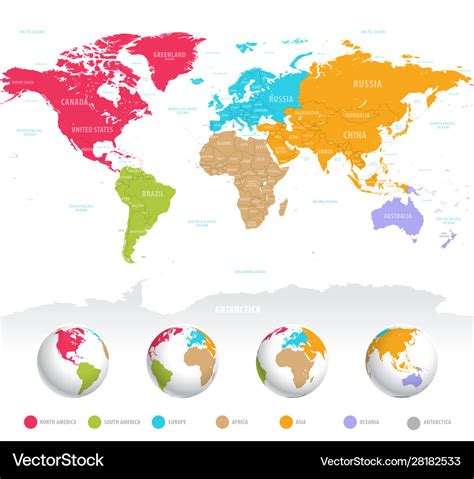 Colorful World Map Royalty Free Vector Image Vectorstock