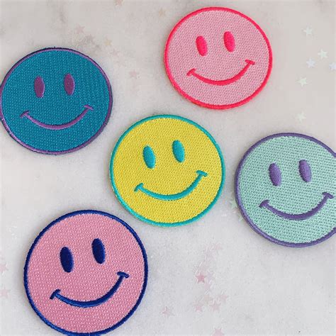 Smiley Face Iron On Patch Embroidered Patches For Jackets Etsy