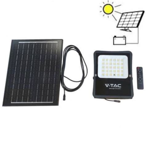 V Tac Faro Led W Naturale Batterie Con Pannello Solare E Telecomando