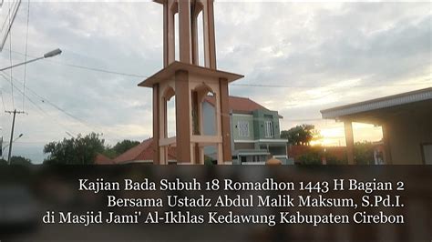 Kajian Kitab Ushfuriyah Bada Subuh 18 Romadhon 1443 H Bagian 2 Di