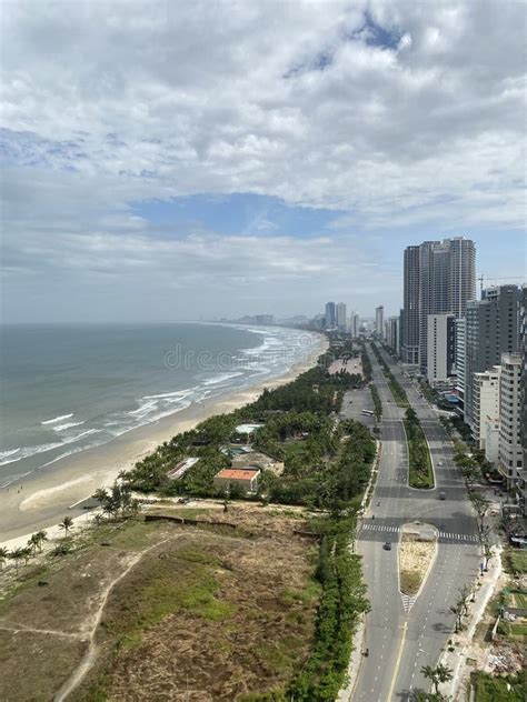 East Side Park And Beach Line Of Bai Tam So In Da Nang Vietnam Stock