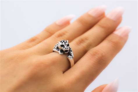 Sterling Silver Ring Leopard Ring Cheetah Ring Cat Ring Etsy