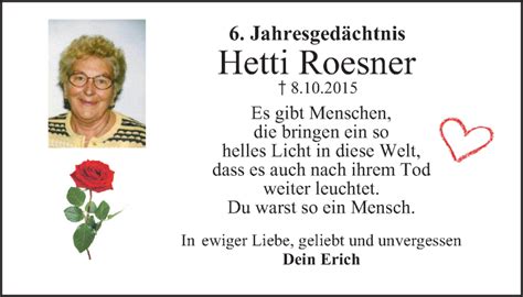 Traueranzeigen Von Hetti Roesner Trauer In Nrw De