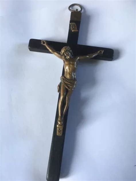 ANCIENNE CROIX CRUCIFIX En Bois Et Bronze EUR 12 00 PicClick FR