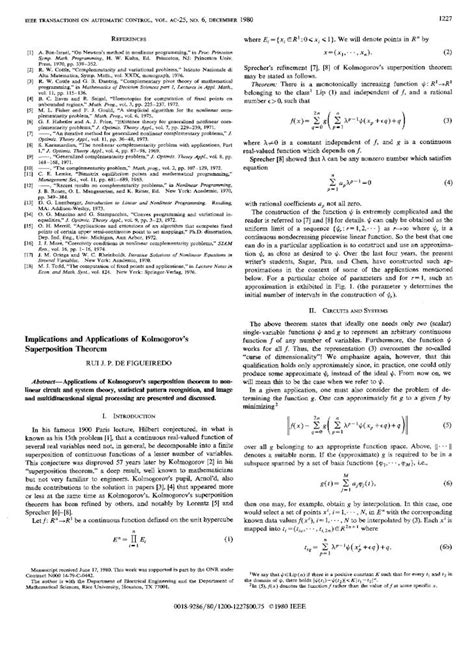 Pdf Implications And Applications Of Kolmogorov S Superposition