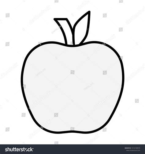 Outline Apple Isolated On White Background Stock Vector Royalty Free