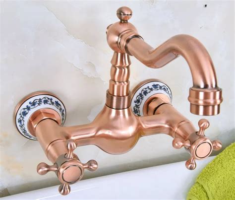 Antique Red Copper Brass Bathroom Kitchen Sink Faucet Mixer Tap Swivel