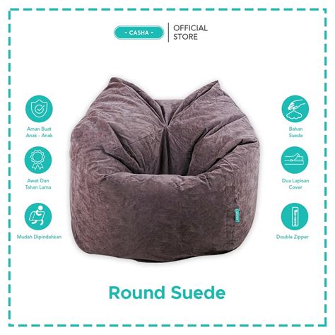 Jual Casha Round Bean Bag Large Bahan Suede Plus Isi Bean Bag Murah