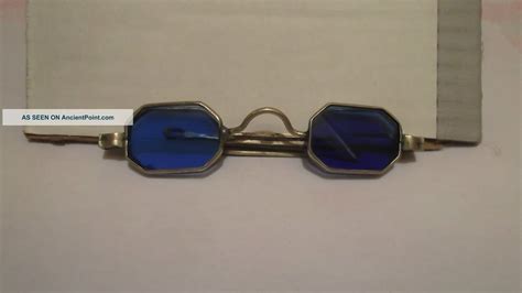 Antique Vintage 1800 S Wire Rim Sunglasses Cobalt Blue Lenses Civil War Era Optical Photo