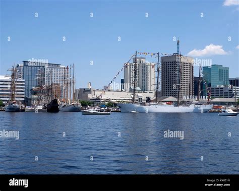 Tall Ships Docked At Waterside Norfolk Virginia Stock Photo Alamy