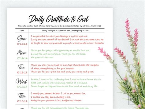 Printable Daily Gratitude To God Prayer Of Gratitude And Thanksgiving