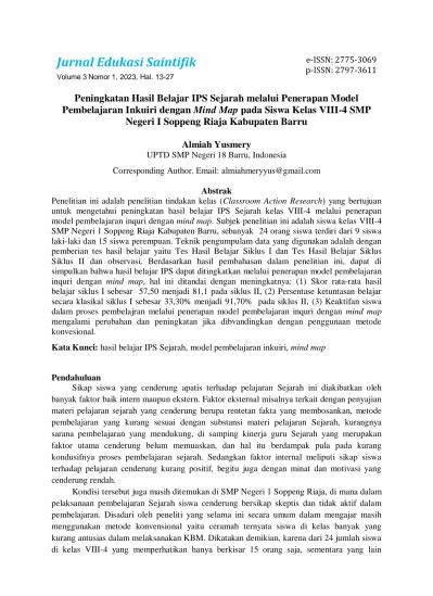 View Of Peningkatan Hasil Belajar IPS Sejarah Melalui Penerapan Model