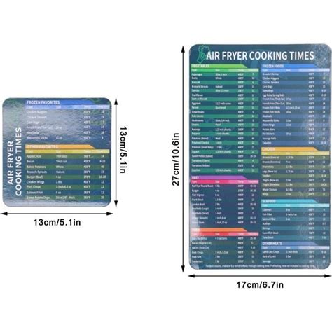 Tableau Des Temps de Cuisson pour Friteuse à Air 2 Feuilles de Triche