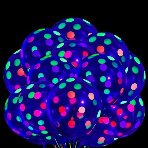 10× Clear Latex 12 Inch Neon Uv Blacklight Reactive Star Balloons Stars Points