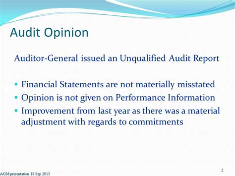 Agm Presentation Sep Audit Opinion Auditor General Issued An