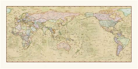 World Decorators Antique Pacific Centered Wall Map By Compart Maps Mapsales