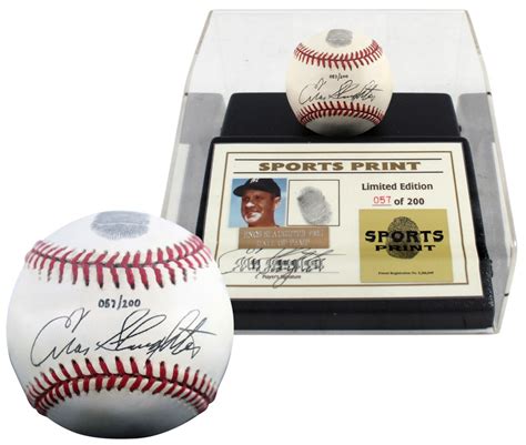 Enos Slaughter Signed Le Onl Baseball With Thumbprint With Display Case