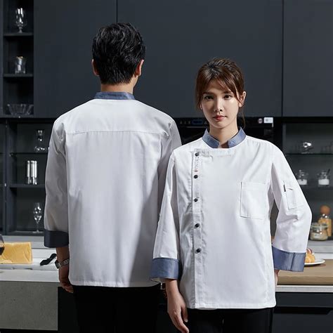 Irder Gray Collar Long Sleeve Chef Jacket