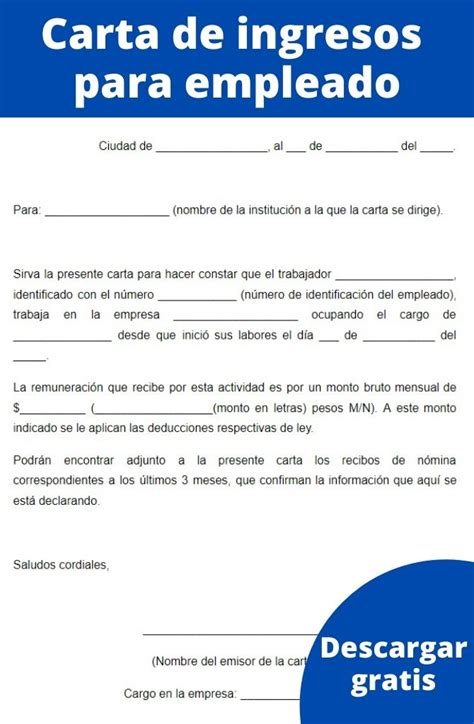 Carta de ingresos para qué sirve ejemplo formatos