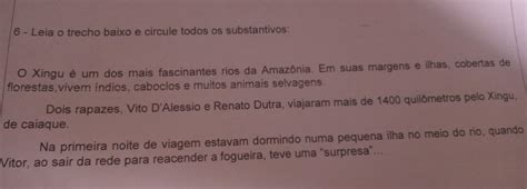 Leia O Trecho Abaixo E Circule Todos Os Substantivos Brainly Br