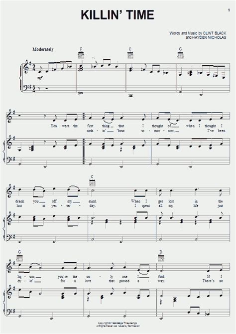 Killin' Time Piano Sheet Music | OnlinePianist