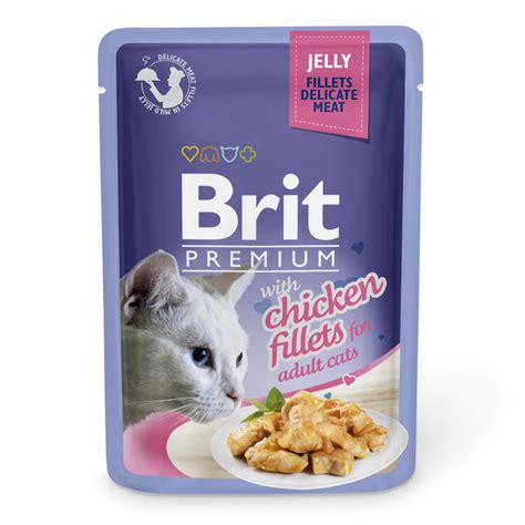 Влажный корм для кошек с филе курицы в желе Brit Premium Cat pouch 85 г ...