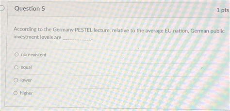 Solved Question 51 PtsAccording To The Germany PESTEL Chegg