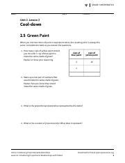 Grade Unit Lesson Cool Down Pdf Grade Mathematics Name Date