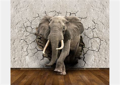 3d, An Elephant Breaking A Wall - Elephant Breaking Through Wall ...