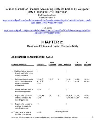 Solution Manual For Financial Accounting Ifrs 3rd Edition By Weygandt