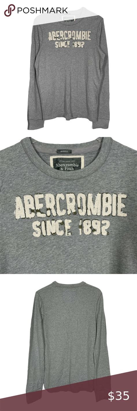 Vintage Y2K Abercrombie Fitch Men S Long Sleeve Shirt M Gray Graphic