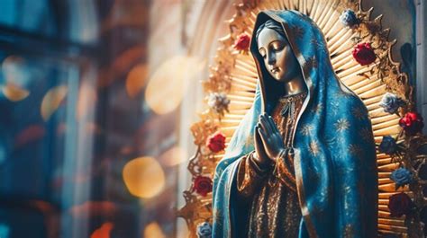 Premium Ai Image Statue Of Saint Mary Of Guadalupe Virgen De