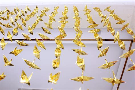 Cranes Strings Strands Cranes Each Metallic Origami Crane