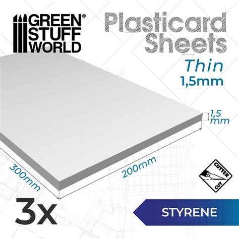 Styrene Sheets 1 5 Mm Styrene Plastic Pack X3 GSW