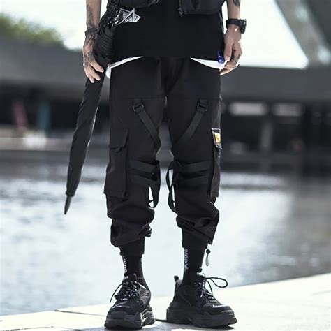 Japanese Men Techwear Cargo Pant Baggy Wide Leg Trousers Streetwear Black Jogger Atelier Yuwa