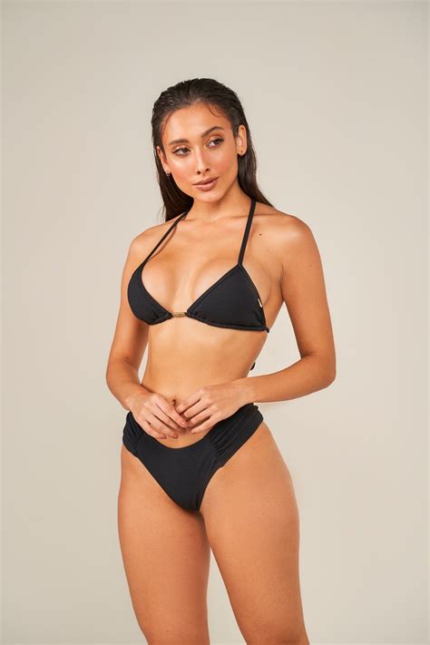 Calcinha De Biqu Ni Fio M Dia Preto Texturizado Ilha Bikini