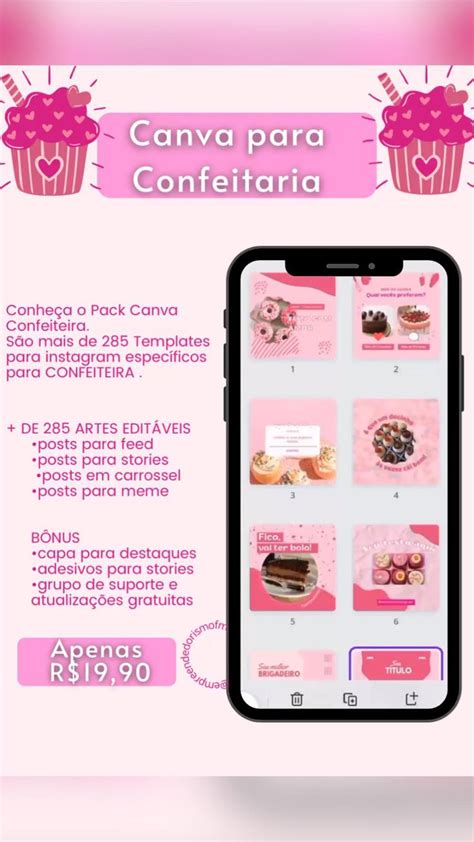 Pack Confeitaria Instagram Artes Prontas E Edit Veis Em