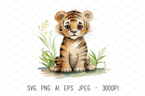 Cute Baby Tiger Watercolor Sublimation Graphic By Artcursor Creative