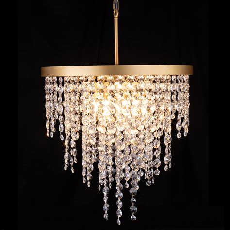 Wellmet Gold Crystal Chandelier 24 Inch 3 Tier Modern Round K9