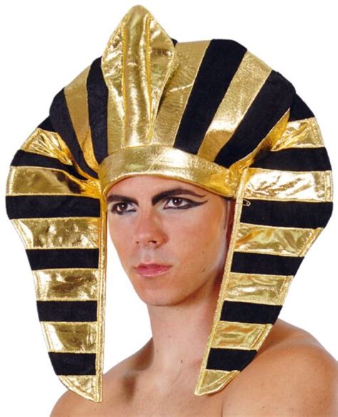 Mens Pharaoh Black Gold Egyptian Headdress Fancy Dress Costume Outfit Hat | eBay