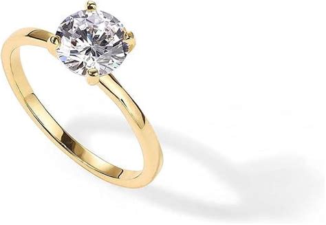 PAVOI 14K Yellow Gold Plated Round Cut Solitare 1 5 CT Cubic Zirconia