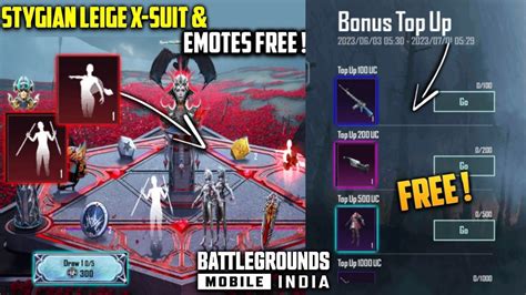 Get Free Stygian Leige X Suit Mythic Emotes In Bgmi Bonus Topup