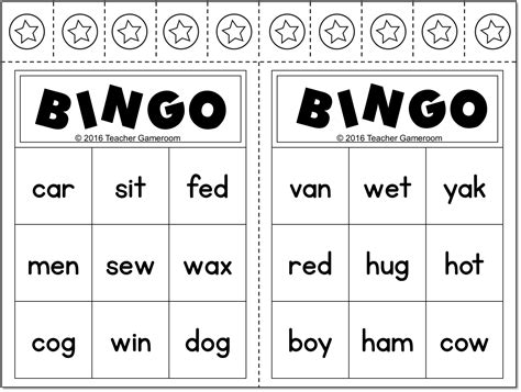 Cvc Word Practice Bingo Game Teacher Gameroom